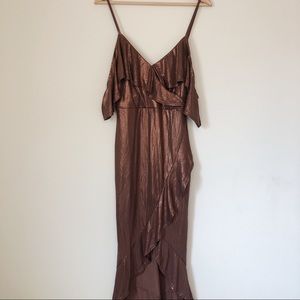 Brown iridescent maxi dress